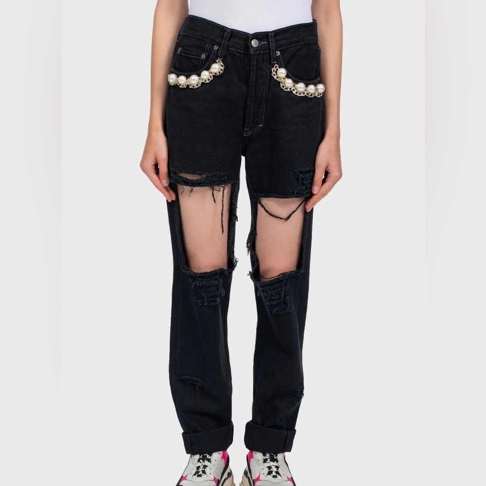 Forte Couture Pearl Embellished Jeans
